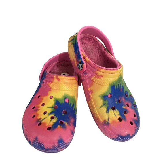 Crocs Classic unisex size Women's 6 men 4 Multicolor Tie-Dye lined Clog Shoes - Picture 1 of 8
